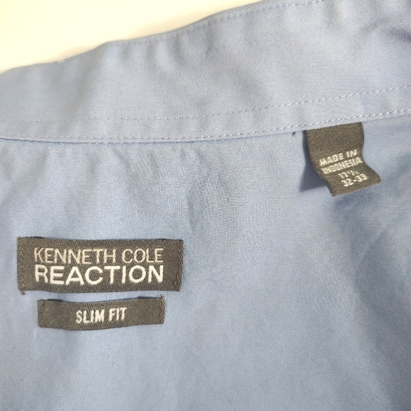 Kenneth Cole Reaction Men's Blue Button Down Slim Fit Shirt - Picture 3 of 3